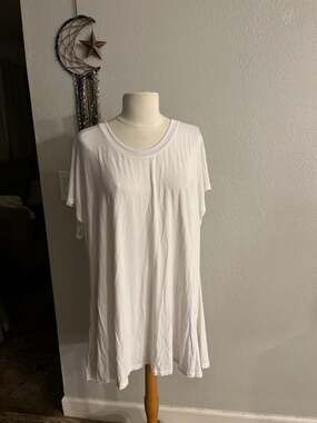 H by Halston Modal Spandex Short Sleeve Tunic Top White Size 3X